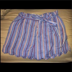scalloped striped shorts